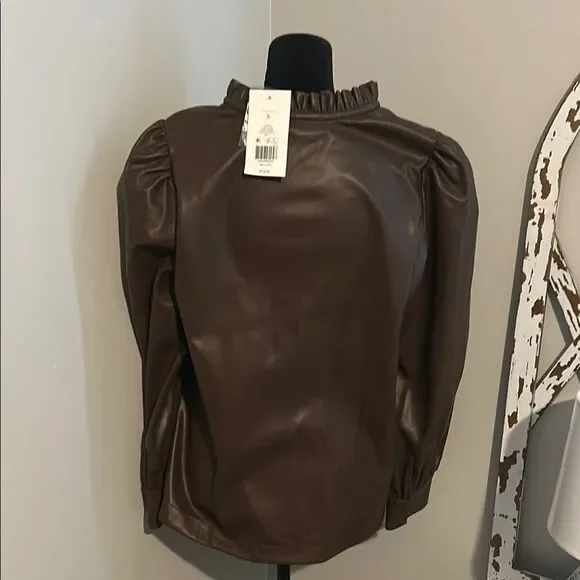 NWT Crown & Ivy Brown Boxy Blouse - Picture 7 of 9